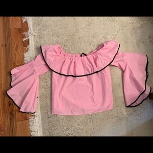 Zara off the shoulder ruffle top